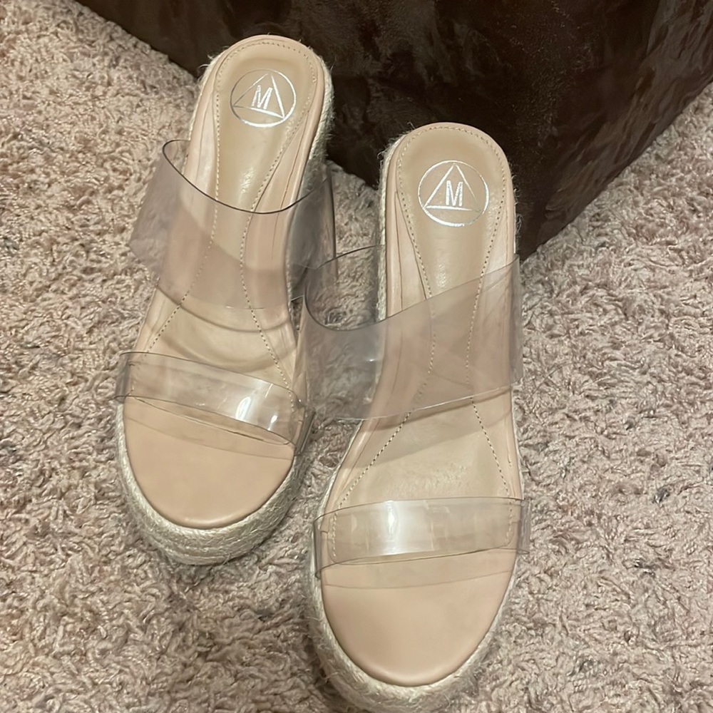 Missguided Clear Wedge/Espadrilles Size 38